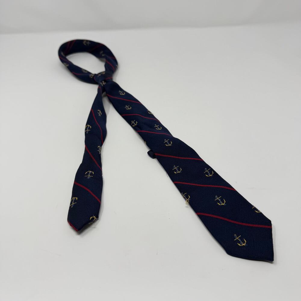 J.Crew Kids Silk Anchor Print Navy Red Tie
